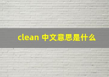 clean 中文意思是什么